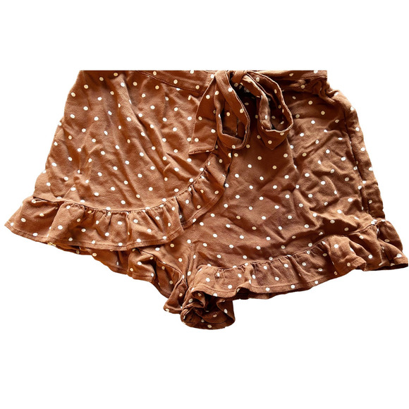 American Eagle Brown Polka Dot Ruffle Shorts Womens Size XS - Picture 3 of 8